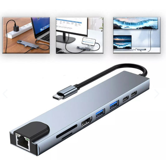 Adaptador tipo C Hdmi 8 en 1