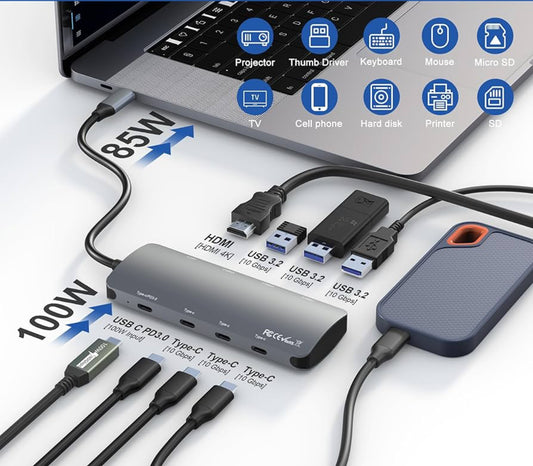 Adaptador tipo C Hdmi 8 en 1