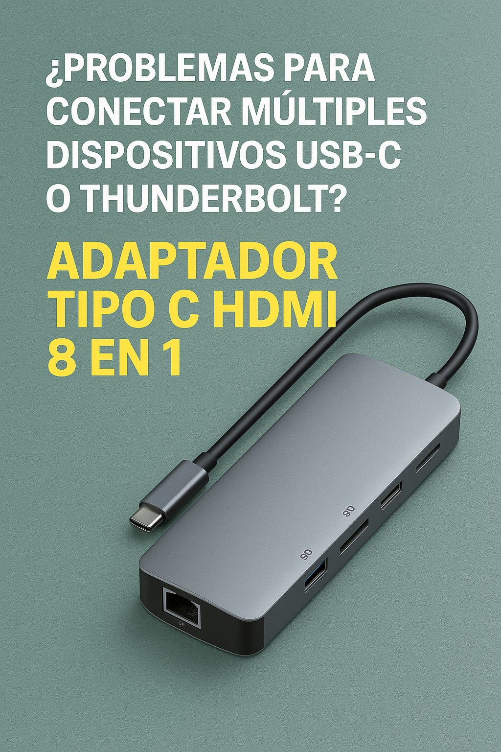 Adaptador tipo C Hdmi 8 en 1
